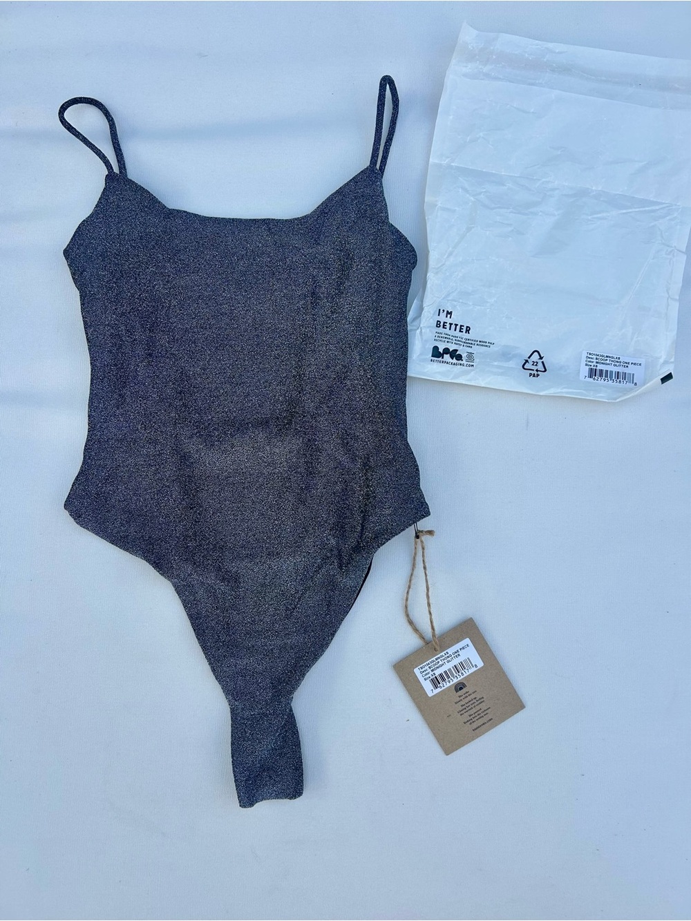 Toast Swim Scoop Thong One Piece—XS, Midnight Glitter, Never Worn (BNWT)